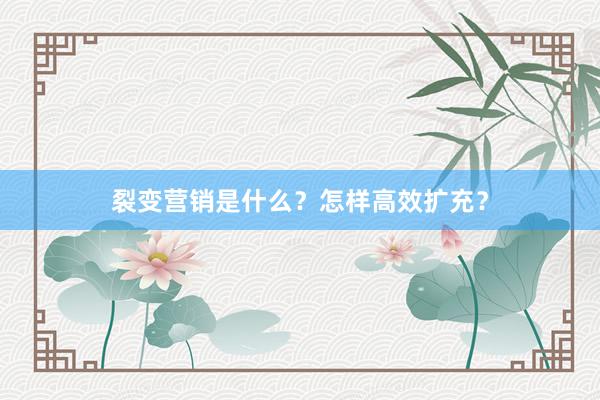 裂变营销是什么？怎样高效扩充？